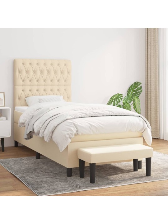 Box spring postel s matrací krémová 100 x 200 cm textil