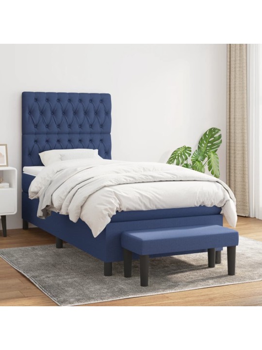 Box spring postel s matrací modrá 100 x 200 cm textil