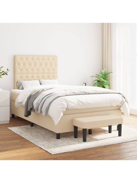 Box spring postel s matrací krémová 120x200 cm textil
