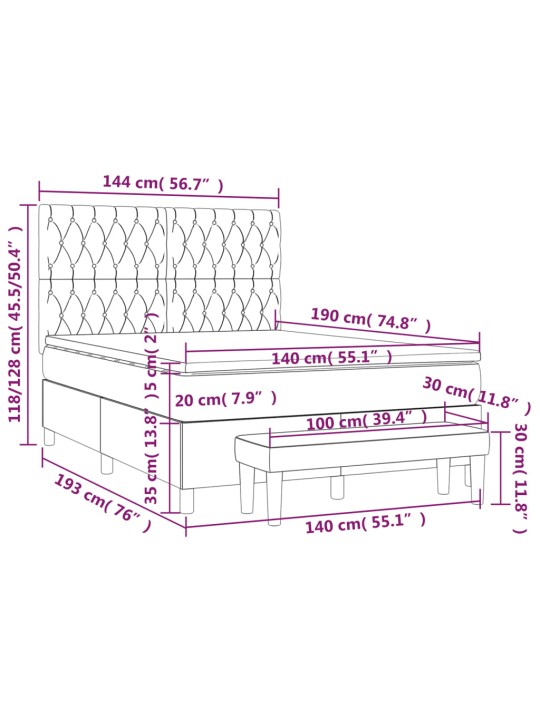 Box spring postel s matrací tmavě šedý 140 x 190 cm textil