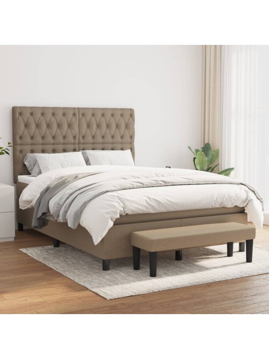 Box spring postel s matrací taupe 140x190 cm textil
