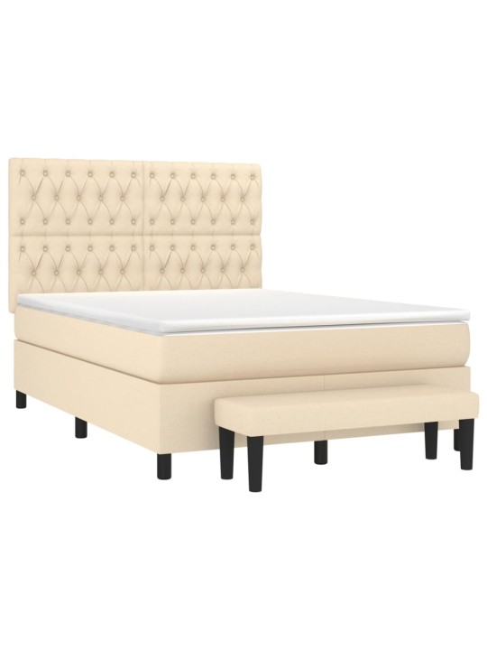 Box spring postel s matrací krémová 140x190 cm textil