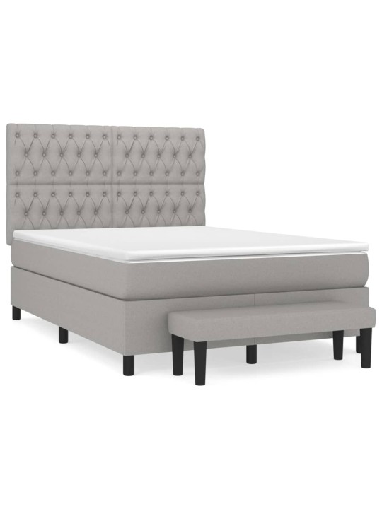 Box spring postel s matrací světle šedá 140 x 200 cm textil