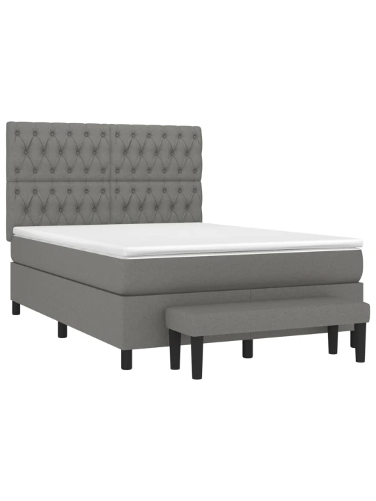 Box spring postel s matrací tmavě šedá 140x200 cm textil