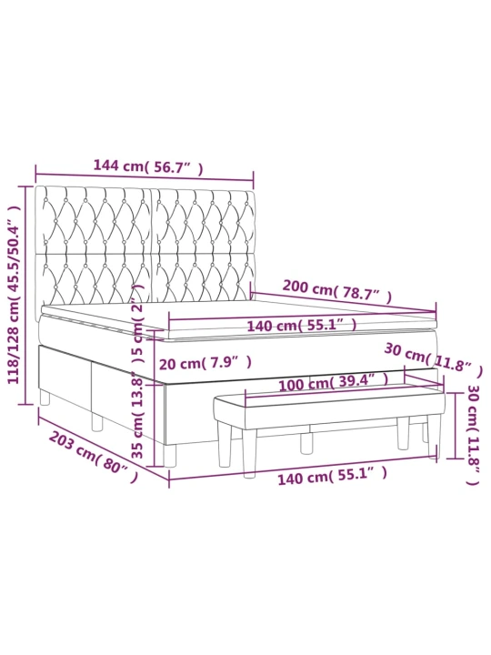 Box spring postel s matrací tmavě šedá 140x200 cm textil