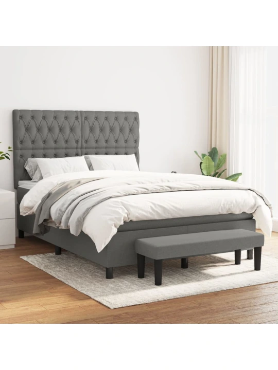 Box spring postel s matrací tmavě šedá 140x200 cm textil