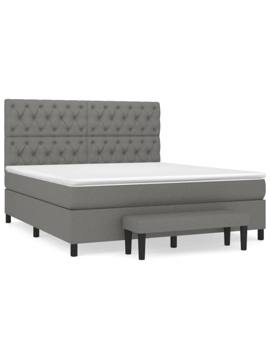 Box spring postel s matrací tmavě šedá 160x200 cm textil