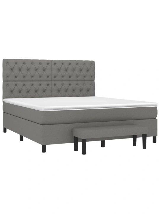 Box spring postel s matrací tmavě šedá 160x200 cm textil