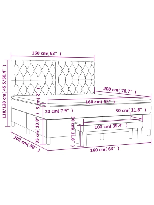Box spring postel s matrací tmavě šedá 160x200 cm textil