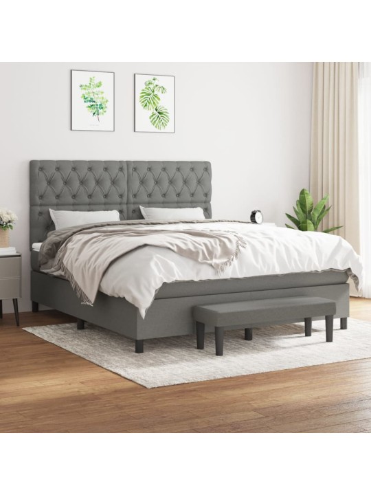 Box spring postel s matrací tmavě šedá 160x200 cm textil