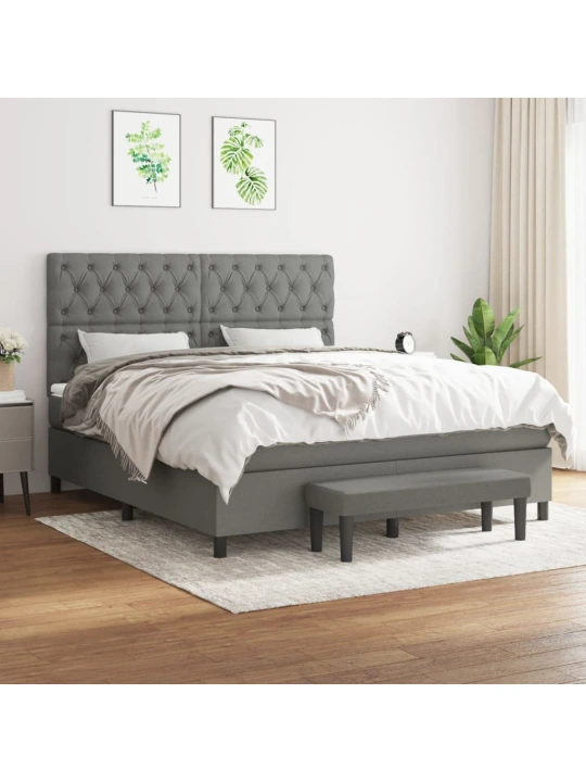 Box spring postel s matrací tmavě šedá 160x200 cm textil
