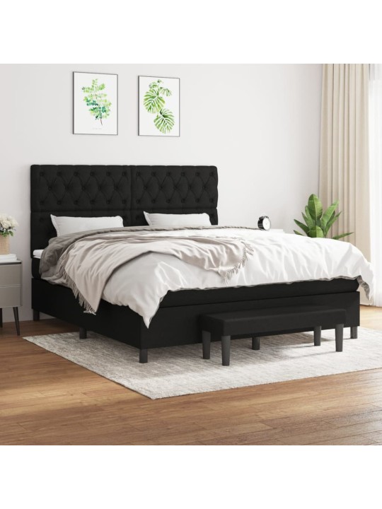 Box spring postel s matrací černá 160x200 cm textil