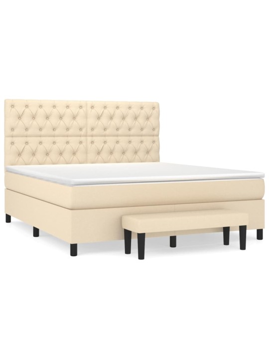 Box spring postel s matrací krémová 160x200 cm textil