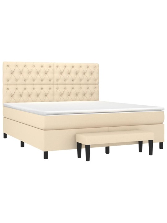 Box spring postel s matrací krémová 160x200 cm textil