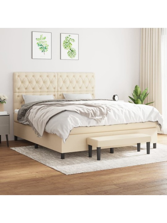 Box spring postel s matrací krémová 160x200 cm textil
