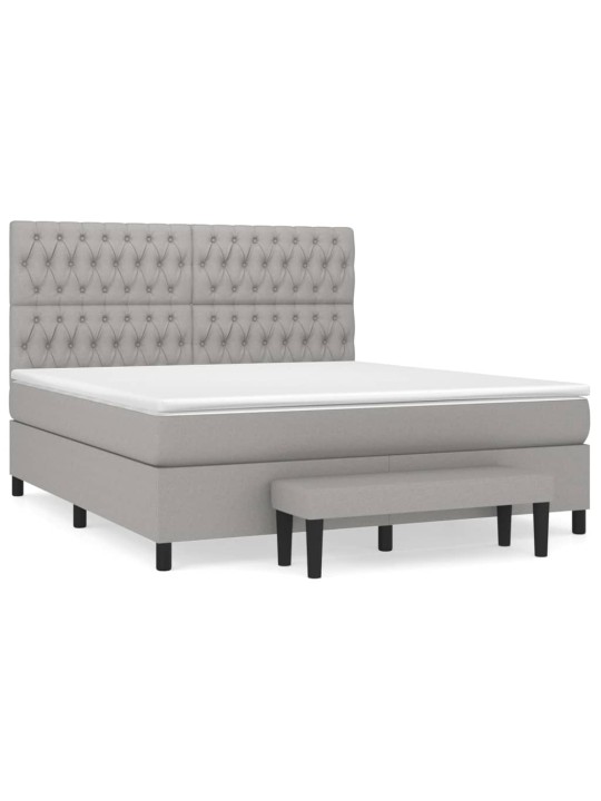 Box spring postel s matrací světle šedá 180 x 200 cm textil