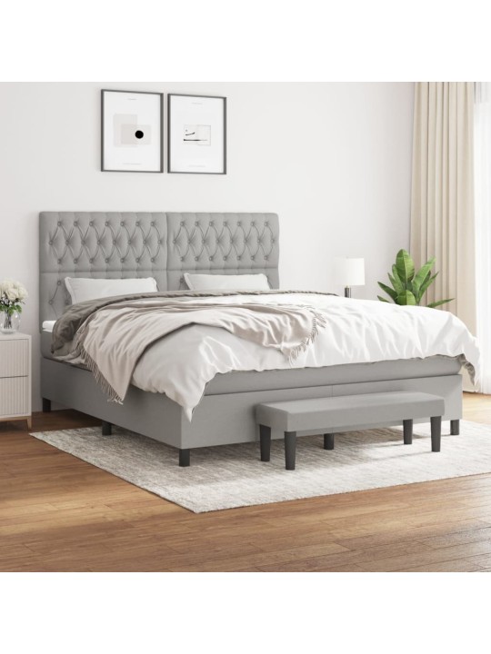 Box spring postel s matrací světle šedá 180 x 200 cm textil