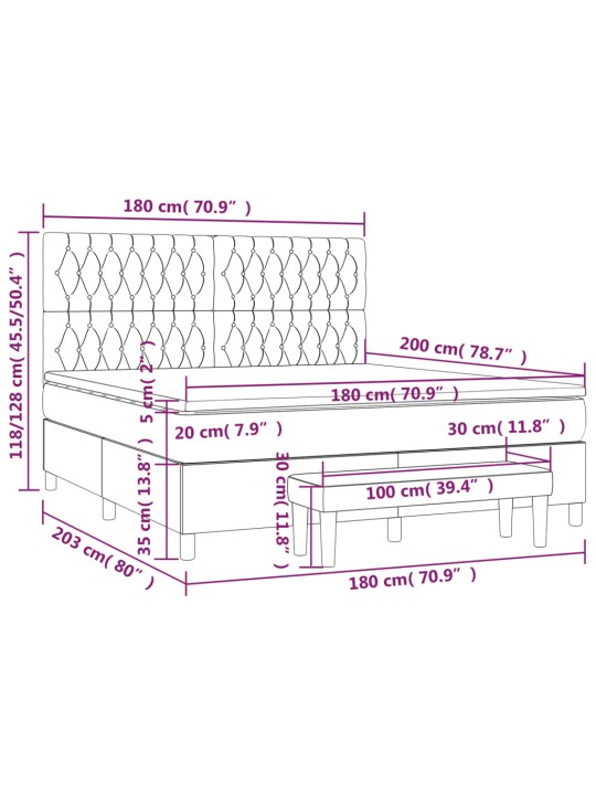 Box spring postel s matrací tmavě šedá 180x200 cm textil