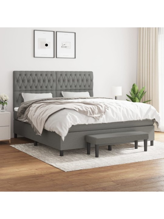 Box spring postel s matrací tmavě šedá 180x200 cm textil