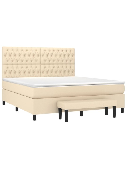 Box spring postel s matrací krémová 180x200 cm textil