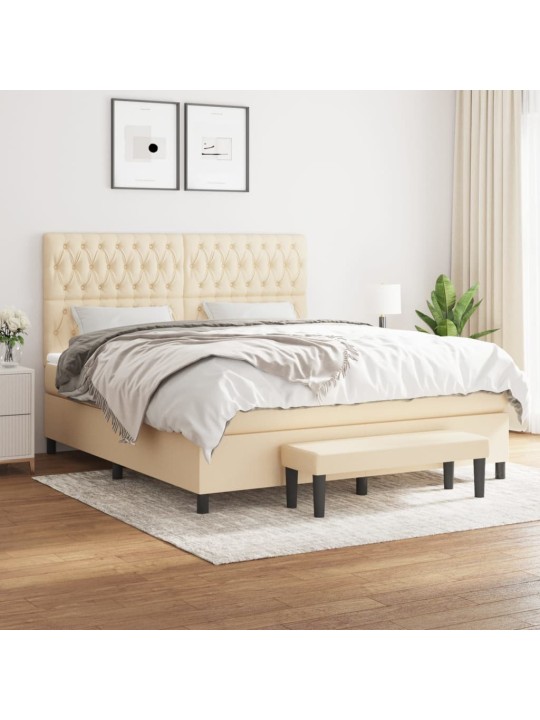 Box spring postel s matrací krémová 180x200 cm textil