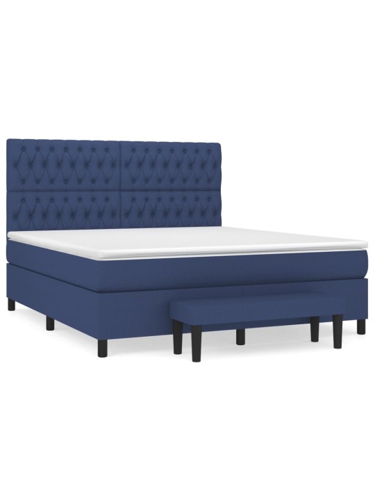 Box spring postel s matrací modrá 180x200 cm textil