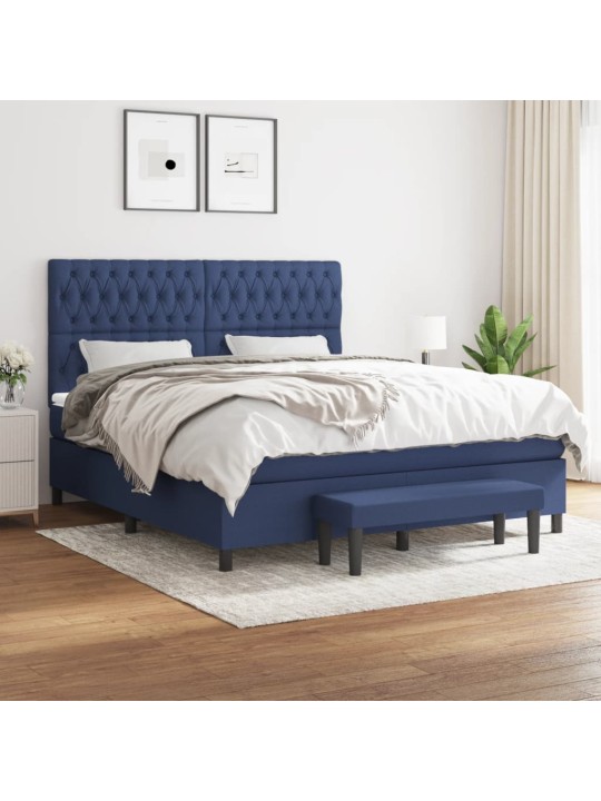 Box spring postel s matrací modrá 180x200 cm textil