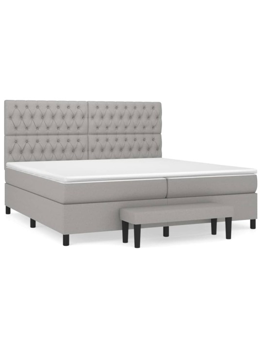 Box spring postel s matrací světle šedá 200 x 200 cm textil
