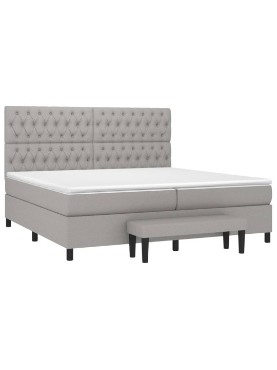 Box spring postel s matrací světle šedá 200 x 200 cm textil