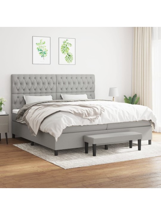 Box spring postel s matrací světle šedá 200 x 200 cm textil