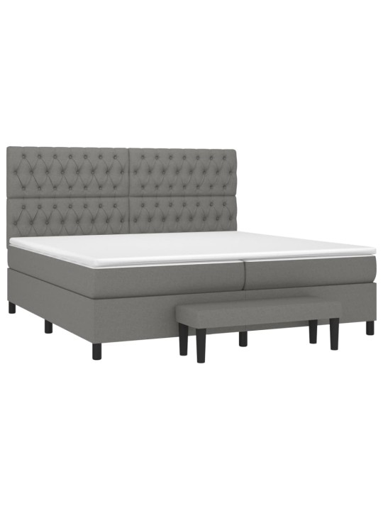 Box spring postel s matrací tmavě šedá 200x200 cm textil