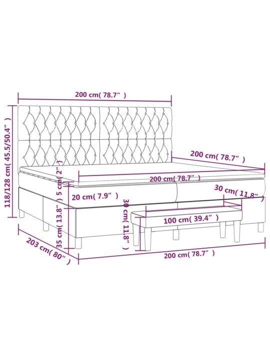 Box spring postel s matrací tmavě šedá 200x200 cm textil
