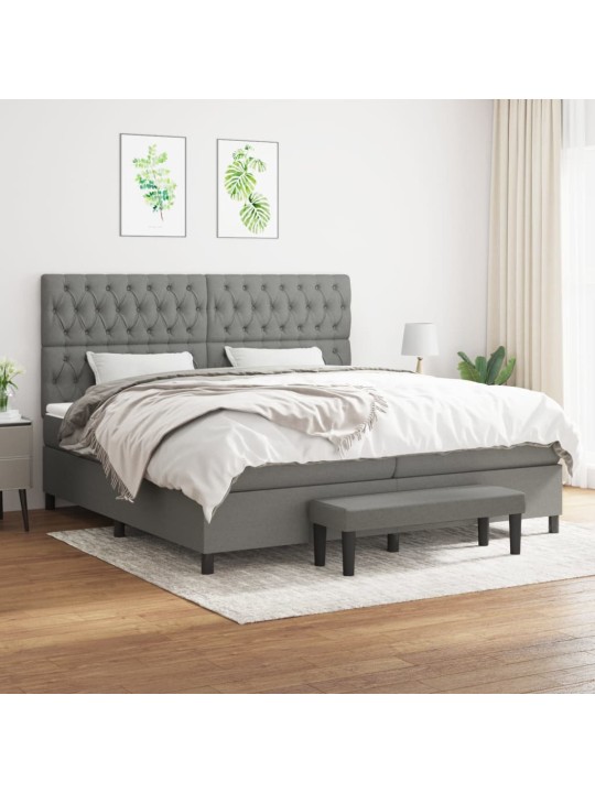 Box spring postel s matrací tmavě šedá 200x200 cm textil