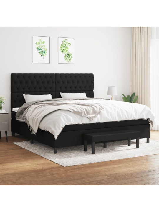 Box spring postel s matrací černá 200x200 cm textil