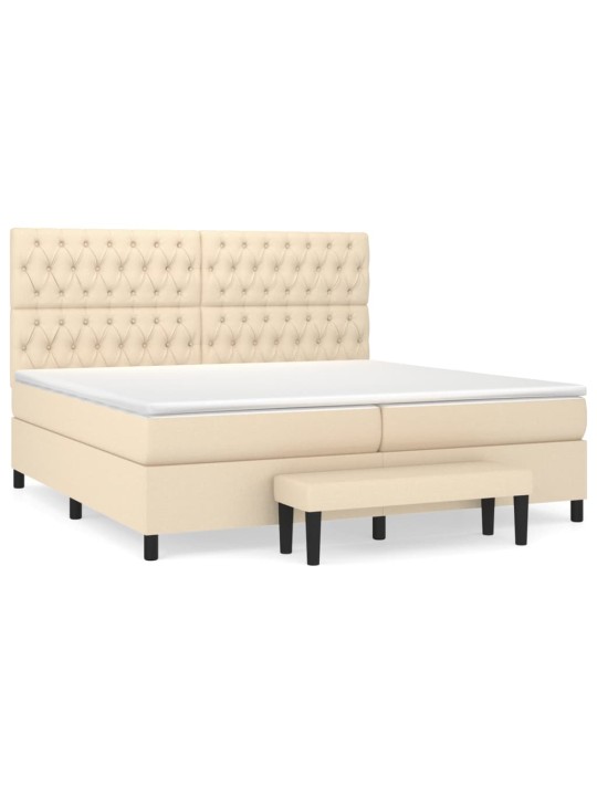 Box spring postel s matrací krémová 200x200 cm textil