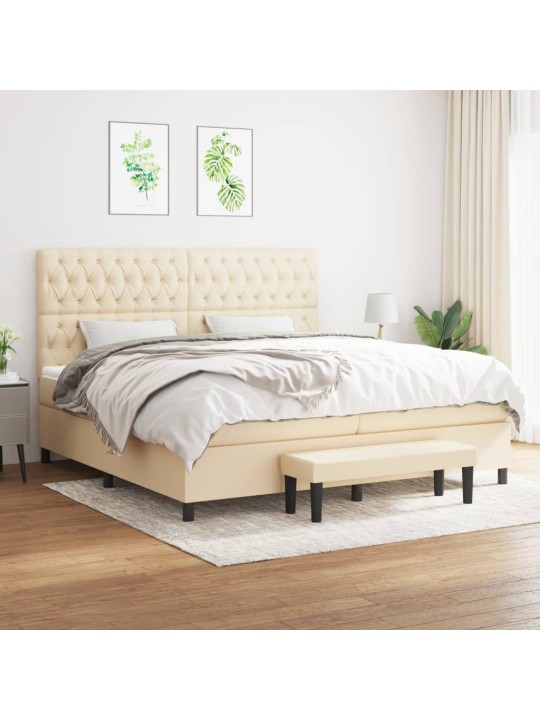 Box spring postel s matrací krémová 200x200 cm textil