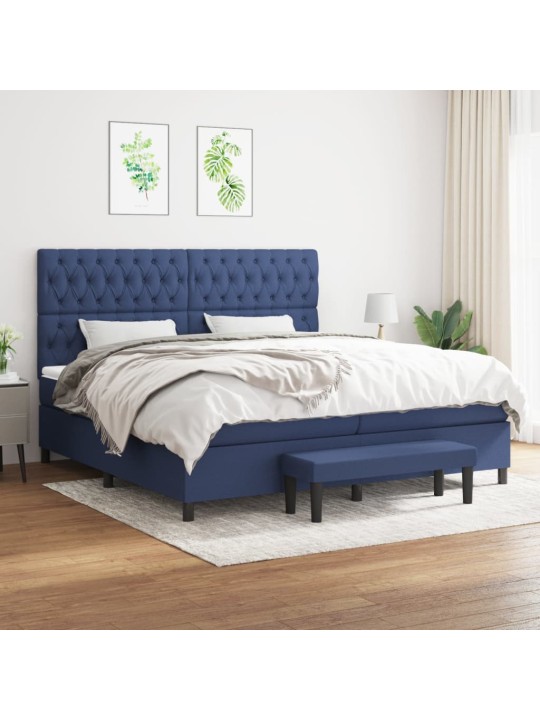 Box spring postel s matrací modrá 200x200 cm textil