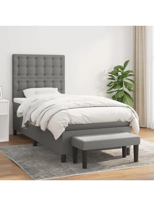 Box spring postel s matrací tmavě šedá 80 x 200 cm textil
