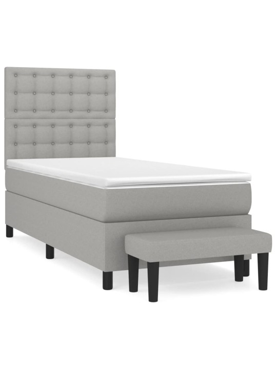 Box spring postel s matrací světle šedá 90x190 cm textil