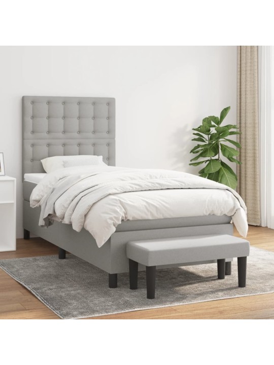 Box spring postel s matrací světle šedá 90x190 cm textil