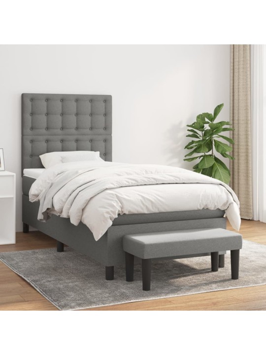 Box spring postel s matrací tmavě šedá 90x200 cm textil