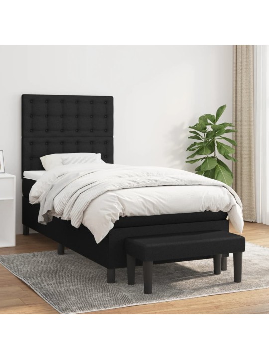 Box spring postel s matrací černá 90x200 cm textil