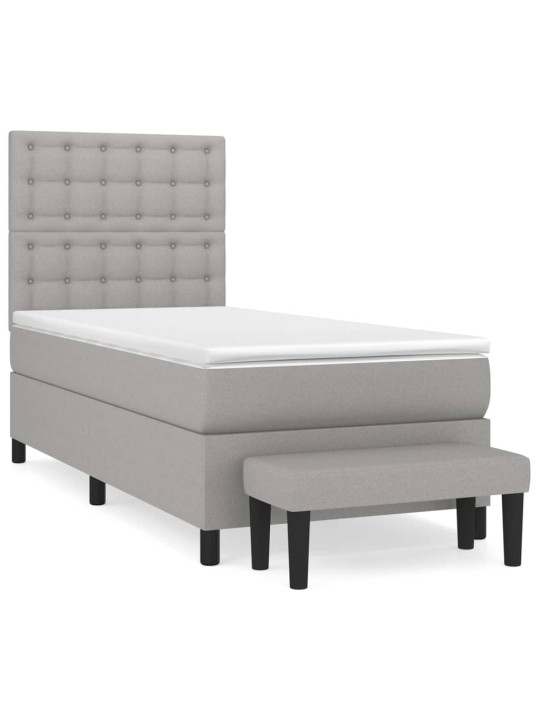 Box spring postel s matrací světle šedý 100 x 200 cm textil