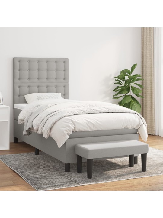 Box spring postel s matrací světle šedý 100 x 200 cm textil