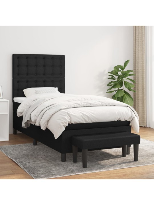 Box spring postel s matrací černá 100 x 200 cm textil