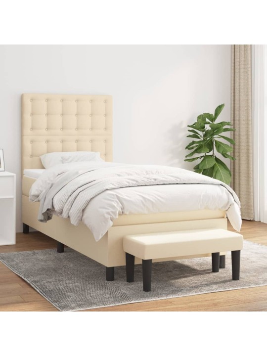 Box spring postel s matrací krémová 100 x 200 cm textil