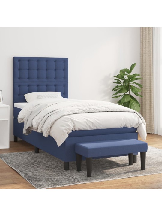 Box spring postel s matrací modrá 100 x 200 cm textil