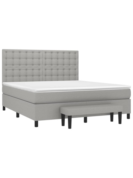 Box spring postel s matrací světle šedá 160 x 200 cm textil