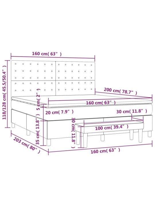 Box spring postel s matrací světle šedá 160 x 200 cm textil