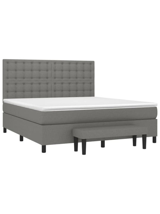 Box spring postel s matrací tmavě šedá 160x200 cm textil